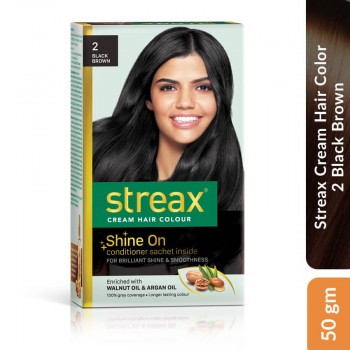 Streax Cream Hair Color 2 Black Brown, 50 gm